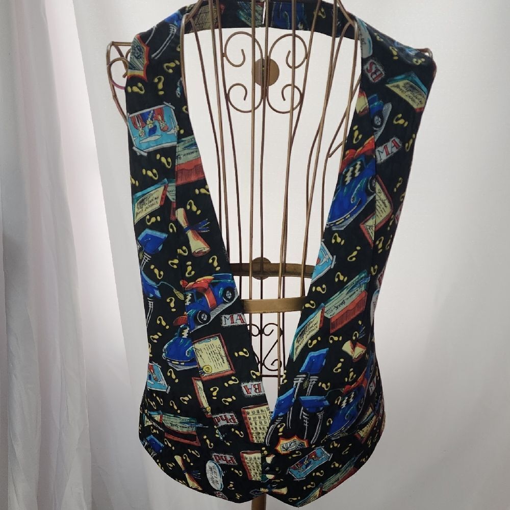 Vintage Novelty Graduation Vest Nicole Miller Size L to XL